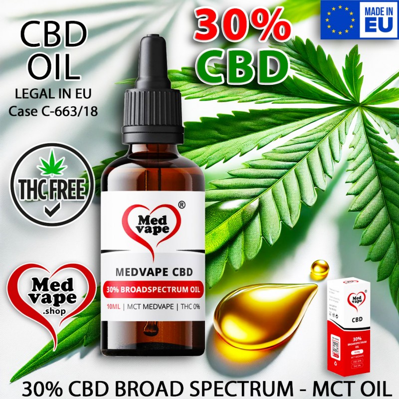 30% MEDVAPE CBD BROADSPECTRUM OIL 10ml MCT