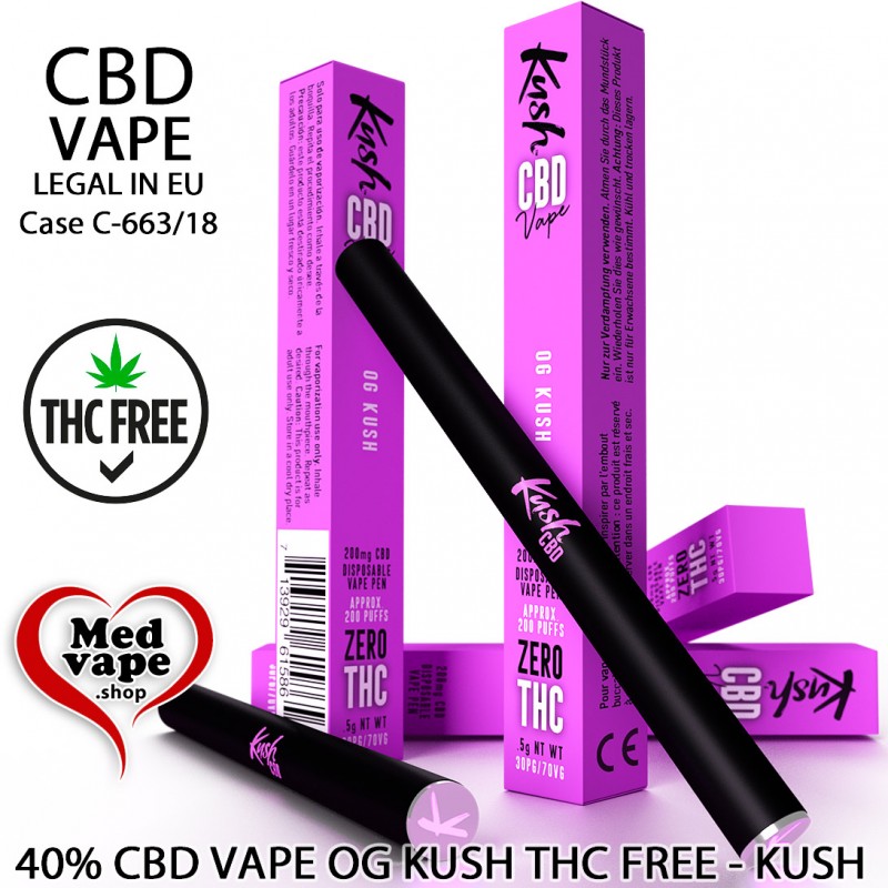 40% CBD VAPE OG KUSH - KUSH VAPE DISPOSABLE (200mg CBD) CBG WEED THC CANNABIS MARIJUANA